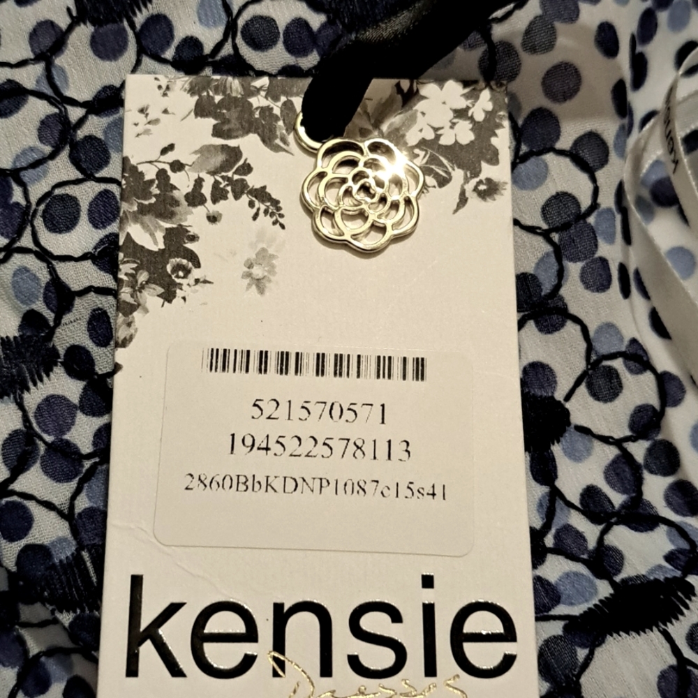 KENSIE Womens Boho Blue Dots Sheer Lined Sleeveless Keyhole Maxi Dress, Sz 0, 4 - Picture 7 of 7